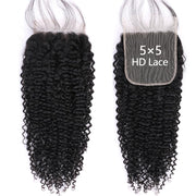 5x5HD Lace Closure Jerry Curl Brazilian Natural Virgin Remy Human Hair
