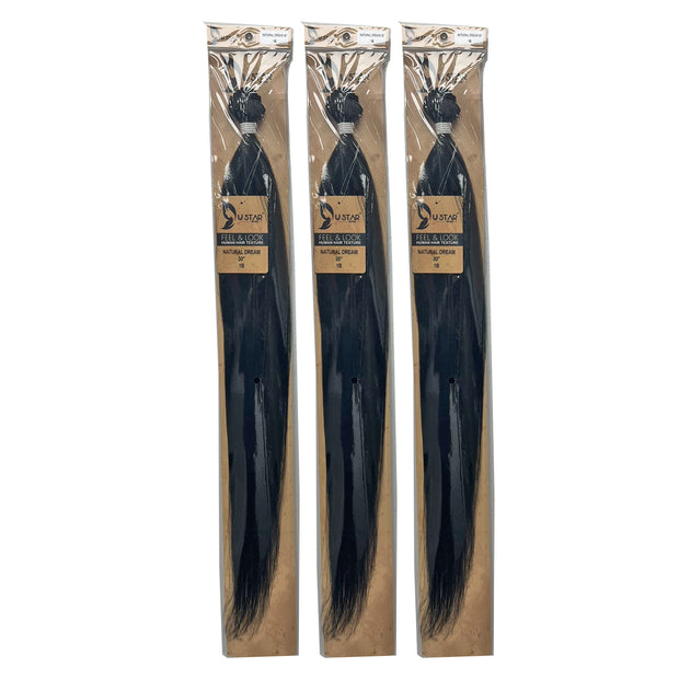 Ustar Dream Bundle 30 inches Color 1B for Ponytail Quick Weave Top Quality Fibers FEEL & LOOK HUMNA HAIR