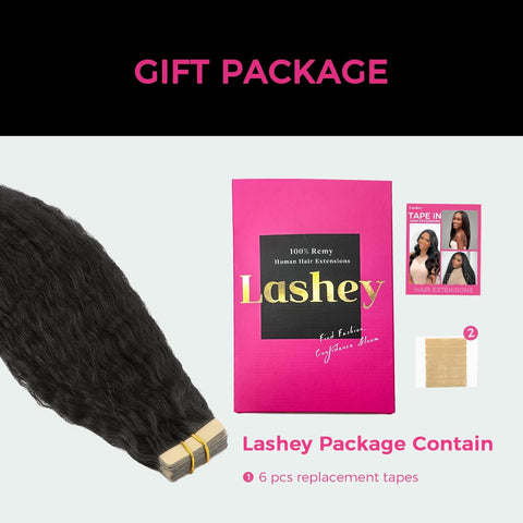 Tape-in Premium Human Hair Natural Color Kinky Straight - 20Pcs/Pack