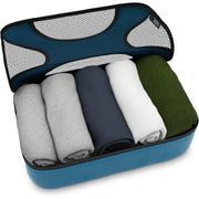 Travel Gentlemen's Blue Mesh 5 Set Packing Cube Organizers With Laundry Bag