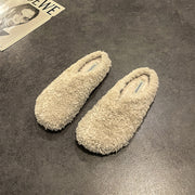 Winter Warm Fur Women Mules Slippers Casual Cover Toe Ladies Comfort Soft Sole Flats House Cotton Shoes