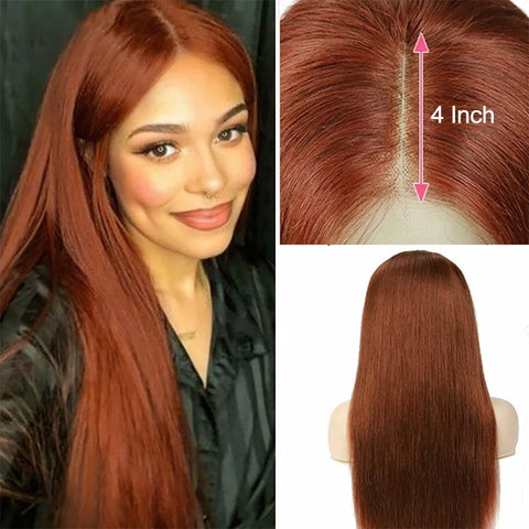 13x4 Transparent Lace Body Wave Frontal Wigs Copper Pre-order Deep Wave, Straight, Jerry Curl