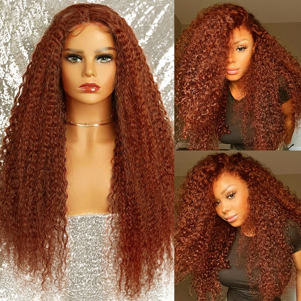 13x4 Transparent Lace Body Wave Frontal Wigs Copper Pre-order Deep Wave, Straight, Jerry Curl