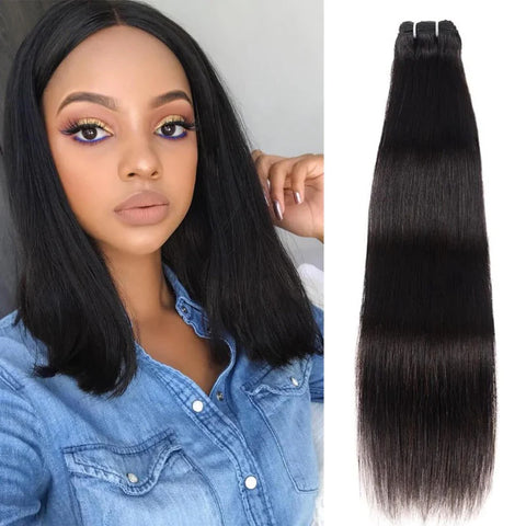 Black(#1) Double Drawn Full End Unprocessed Straight INDIAN RAW Hair