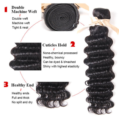 Affordable Hair  Deep Wave 100% human hair Natural Black Human Hair 1 Bundle 100gram
