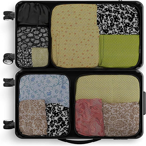 Travel Green Mesh 5 Set Packing Cube Organizers With Laundry Bag