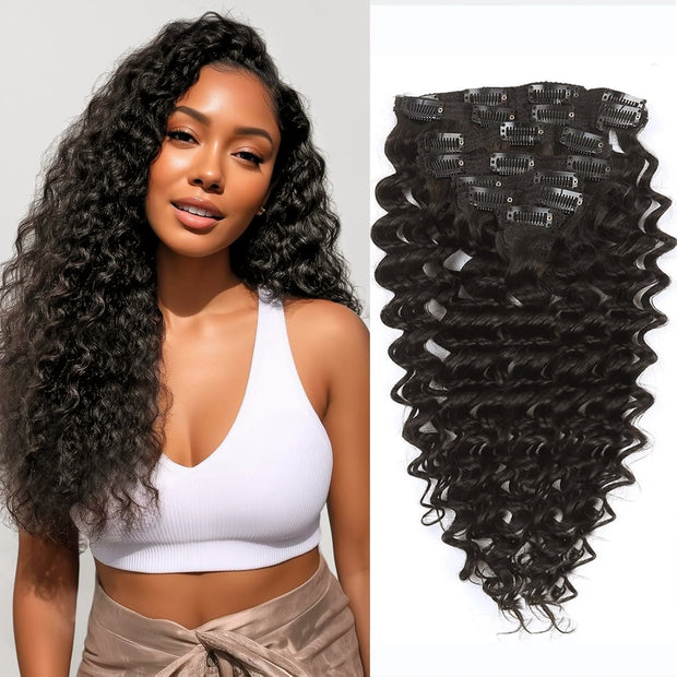 Clip In Premium Hair extension 100 Human Hair Raw Quality Hair Natural Black color Straight, body wave, deep wave