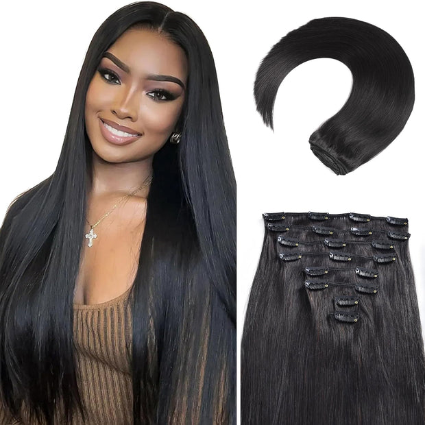 Clip In Premium Hair extension 100 Human Hair Raw Quality Hair Natural Black color Straight, body wave, deep wave