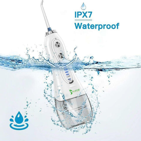 Bestope/USTAR Water Flosser 300ML 5 Modes & 6 Jet Tips - IPX7 Waterproof Cordless Dental Oral Irrigator Portable and Rechargeable Water Flossing
