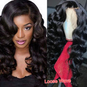 13x4 Transparent Lace wig Loose Wave Frontal wig Natural Black Human Hair Wig