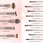 BESTOPE 14 Pcs Makeup Brushes with Case Bag Champagne Gold