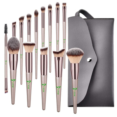 Ustar 14 Pcs Conical Handle Makeup Brushes With Case Bag