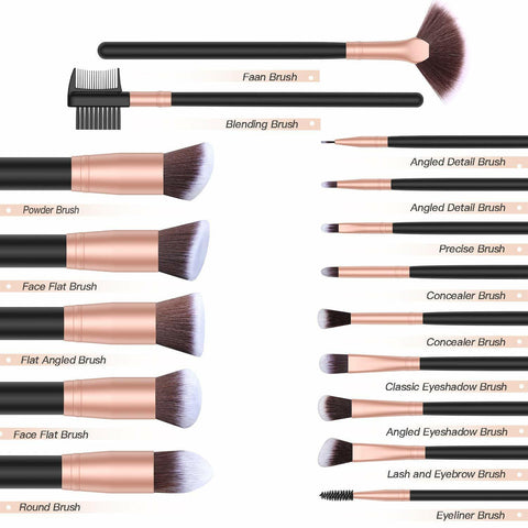 BESTOPE 16 PCs Makeup Brushes Set, Premium Synthetic Brushes