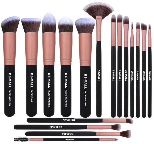 BS-MALL 16pcs+1pcs Makeup Brushes Premium Synthetic Professional Brushes Kit
