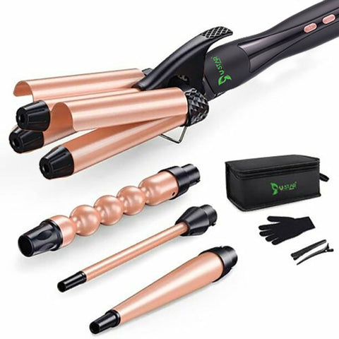 Curling Iron 4-In-1 Hair Crimper Wand Set With LED Temperature Control