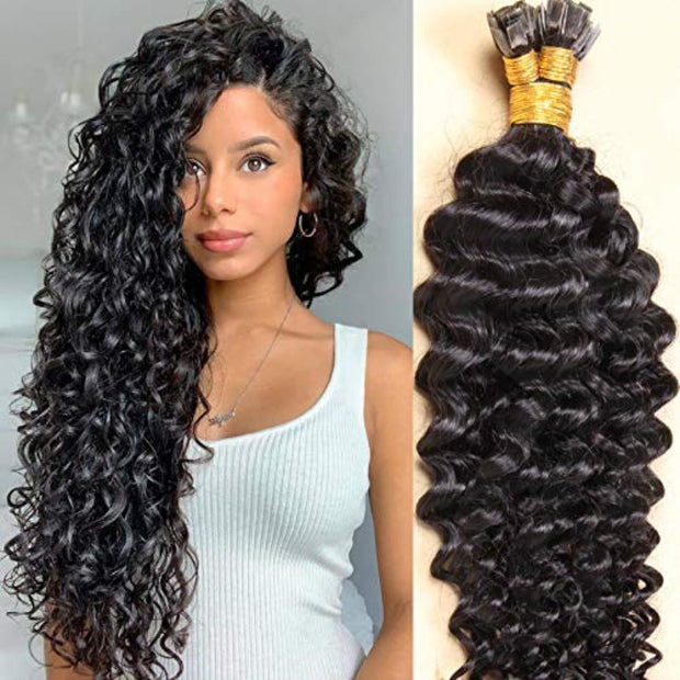 Flat Tip Black Hair Human Hair Extension