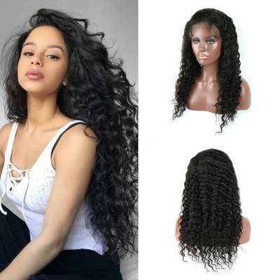 Full Lace Wig 150% Density human hair  Deep Wave 