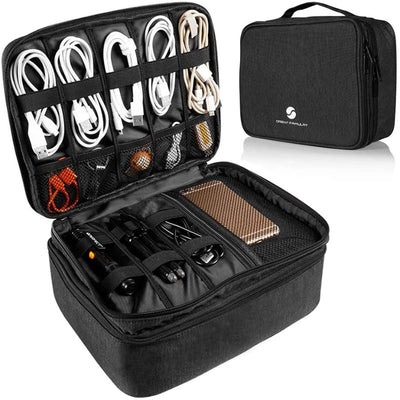 Travel Electronics Waterproof Cable Organizer Bag-Black