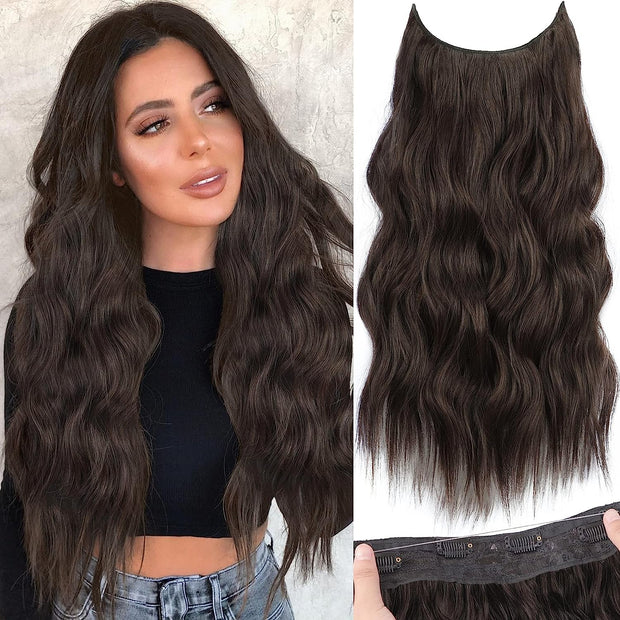 Halo Hair Extensions Invisible Wire Clip on  24 Inch