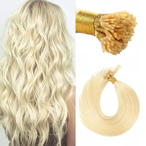 Ustar I Tip Straight #613 Blonde 100% Human Hair Mink Quality 100 strawns Hair Extensions
