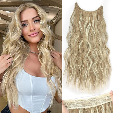 Clip in KooKaStyle Invisible Wire Hair Extensions Clip on Hair  24"