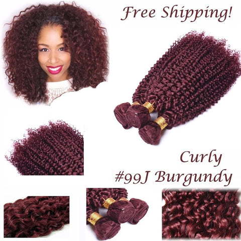 #99J Burgundy Jerry Curly hair