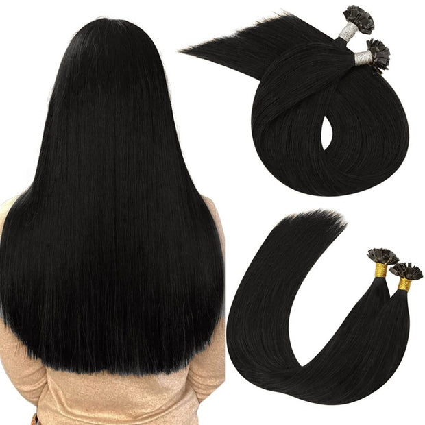 Flat Tip Black Hair Human Hair Extension