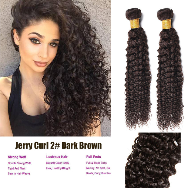  Color DARK BROWN Kinky Curl 100% Human Hair