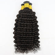 I-tip body wave Hair extensions Natural Black Raw hair Quality 100 strawns 100%  Human Hair Straight, Deep Wave, Kinky Straight