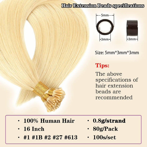I Tip Straight #613 Blonde Hair Extensions Mink Quality 100 strawns 100% Human Hair