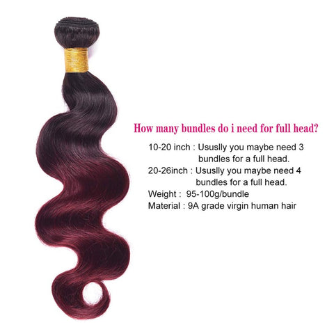 Brazilian burgundy red hair Body Wave 100% Virgin Human Hair