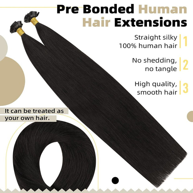 Flat Tip Black Hair Human Hair Extension