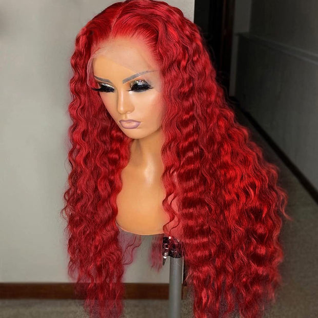 Red Deep Wave wig