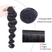 Loose Wave Lace Frontal Natural Black 3 Bundles Brazilian Virgin Hair