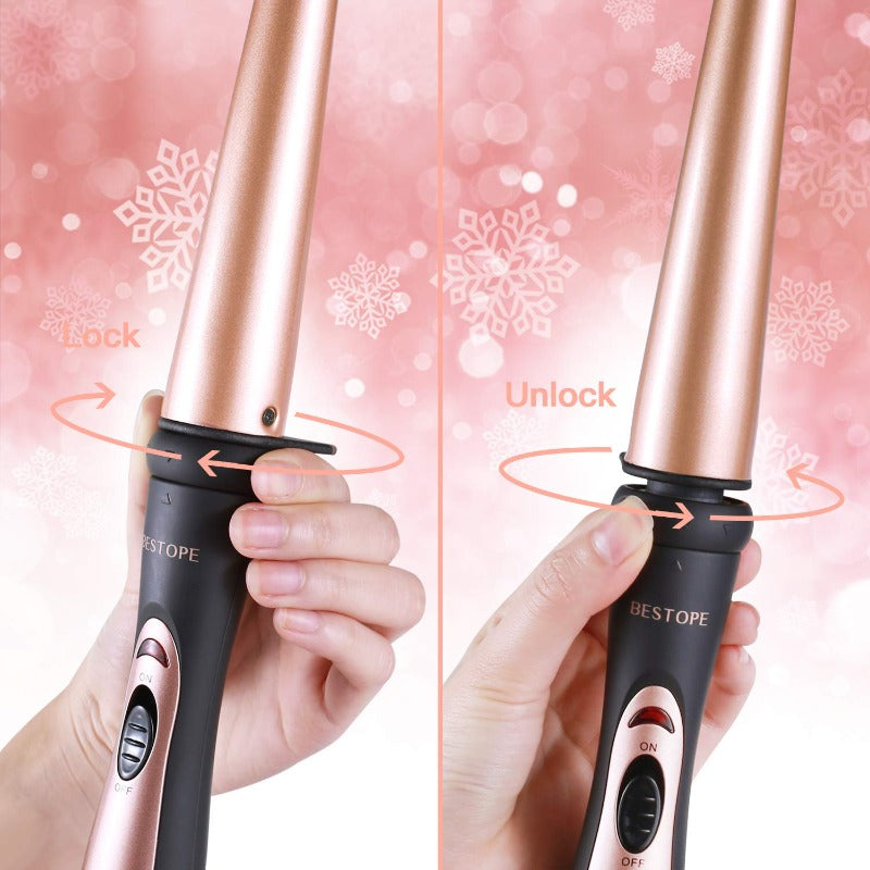 BESTOPE 5 in 1 Piece Ceramic Curling Wand Set and Heat Resistant Glove