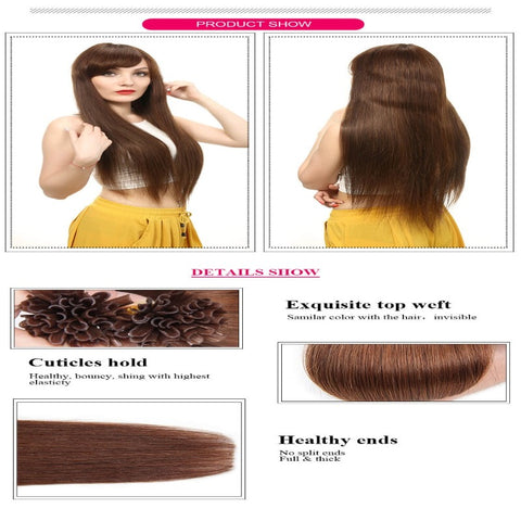 Ustar 100% Human Hair Quality U Tip Straight Hair Extensions #4