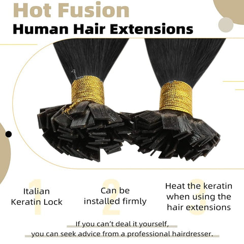 Flat Tip Black Hair Human Hair Extension
