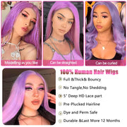 Purple Straight Lace Front Wig