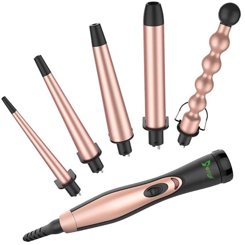 BESTOPE 5 in 1 Piece Ceramic Curling Wand Set and Heat Resistant Glove