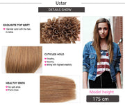 Ustar 100% Human Hair Quality U Tip Straight Hair Extensions  #12