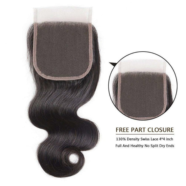 5x5 Transparent Lace Closure Body Wave Natural black Color 100 Virgin Human Hair