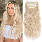 Clip in Long Wavy Synthetic Hair Extension 20 Inch 23 Colors 4PCS 180g Thick Hairpieces Fiber Double Weft Hair for Women