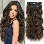 Clip in Long Wavy Synthetic Hair Extension 20 Inch 23 Colors 4PCS 180g Thick Hairpieces Fiber Double Weft Hair for Women