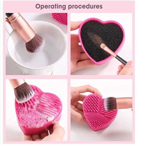 BS-MALL Makeup Brushes 14 Pcs Stand Up Set With Makeup Sponge And Cleaner