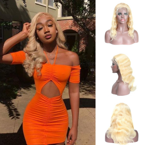 Transparent Lace Frontal Blonde Wig Body Wave Human Hair