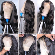 4*4 Lace closure Wig Body Wave transparent lace 100 Human Remy Hair middle Part