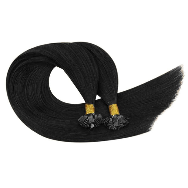 Flat Tip Black Hair Human Hair Extension