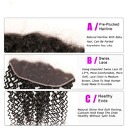 Ustar 7A Natural Black Virgin Jerry Curl Hair 2 Bundles with Frontal