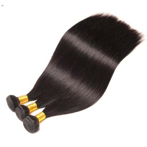 Natural Black 12A Raw Hair Weave Silky Straight Human Hair Extensions