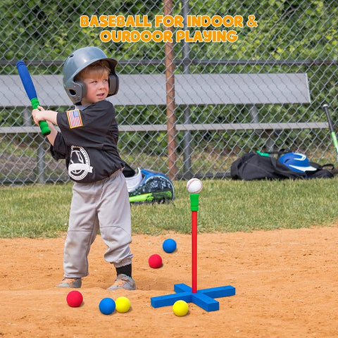 CeleMoon 16.5 Inch Foam T Ball Kids Baseball Softball Bat Set Batting Tee, Blue